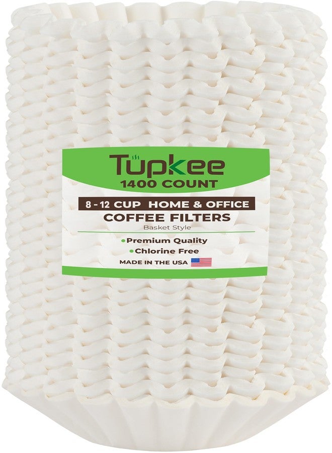Tupkee Coffee Filters 8-12 Cups - 1400 Count, Basket Style, White Paper, Chlorine Free Coffee Filter, Made in the USA - Image 1